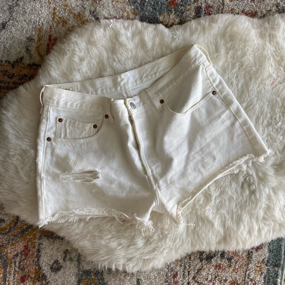 Levi’s White Denim High Waisted Shorts